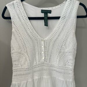 🤍 Ralph Lauren White Crochet Top Sleeveless Dress 🤍 XS